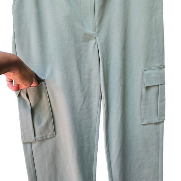 NWOT Nordstrom Womens Green Wide-Leg Cargo Pants 10 Stretch Utility Gorpcore - Picture 3 of 11